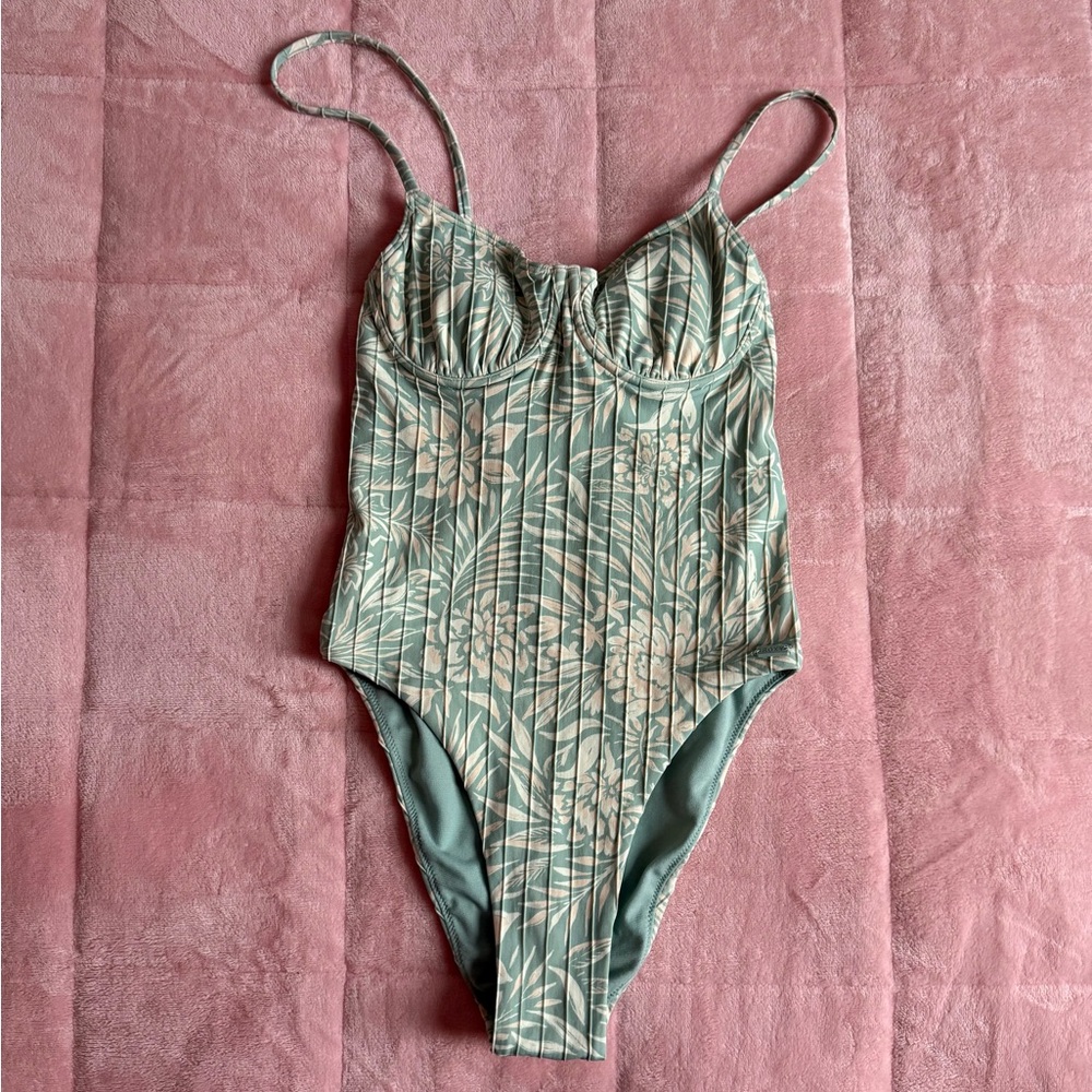 Floral Green One Piece Swimsuit